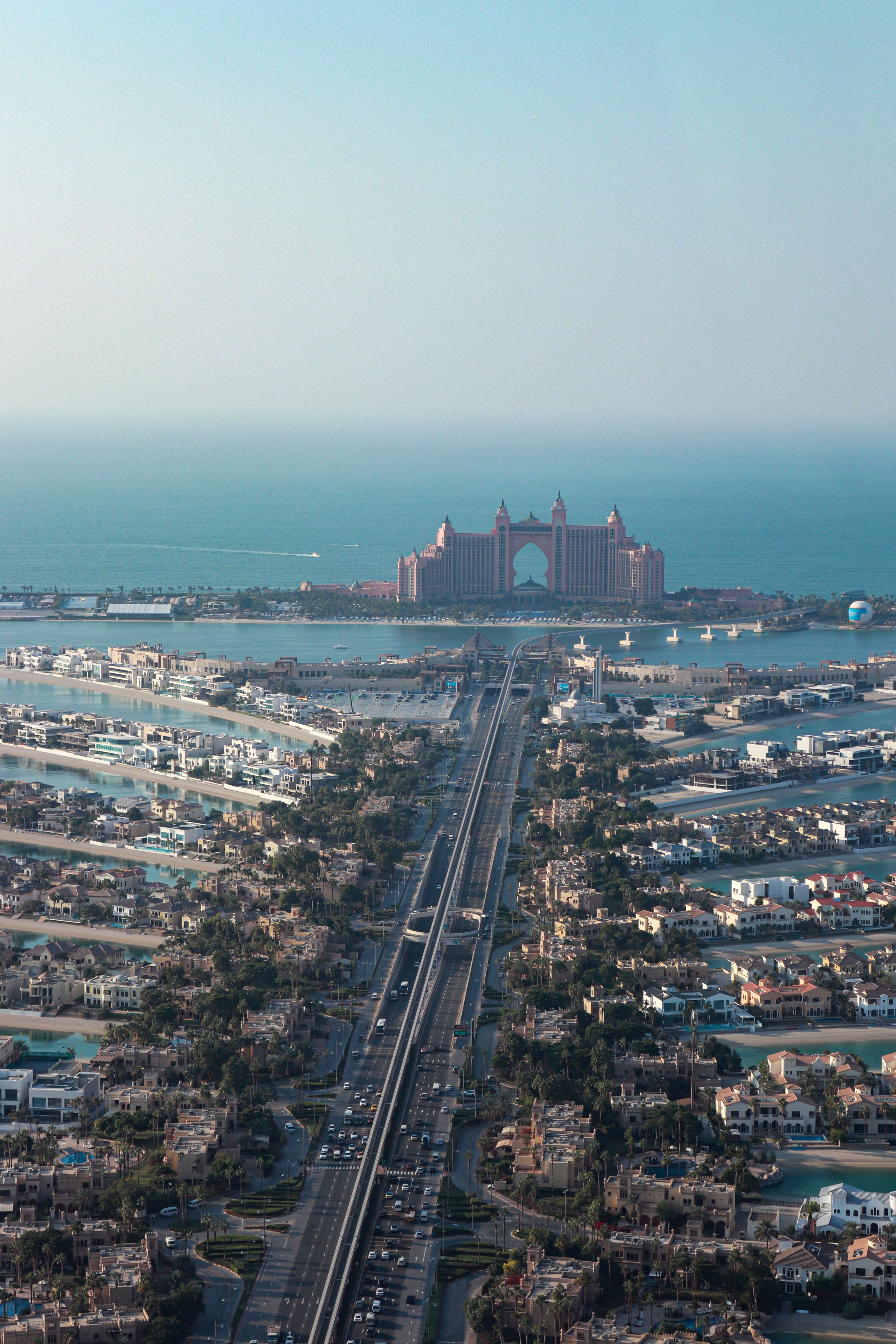 Aerial view of Palm Jumeirah villas, Dubai