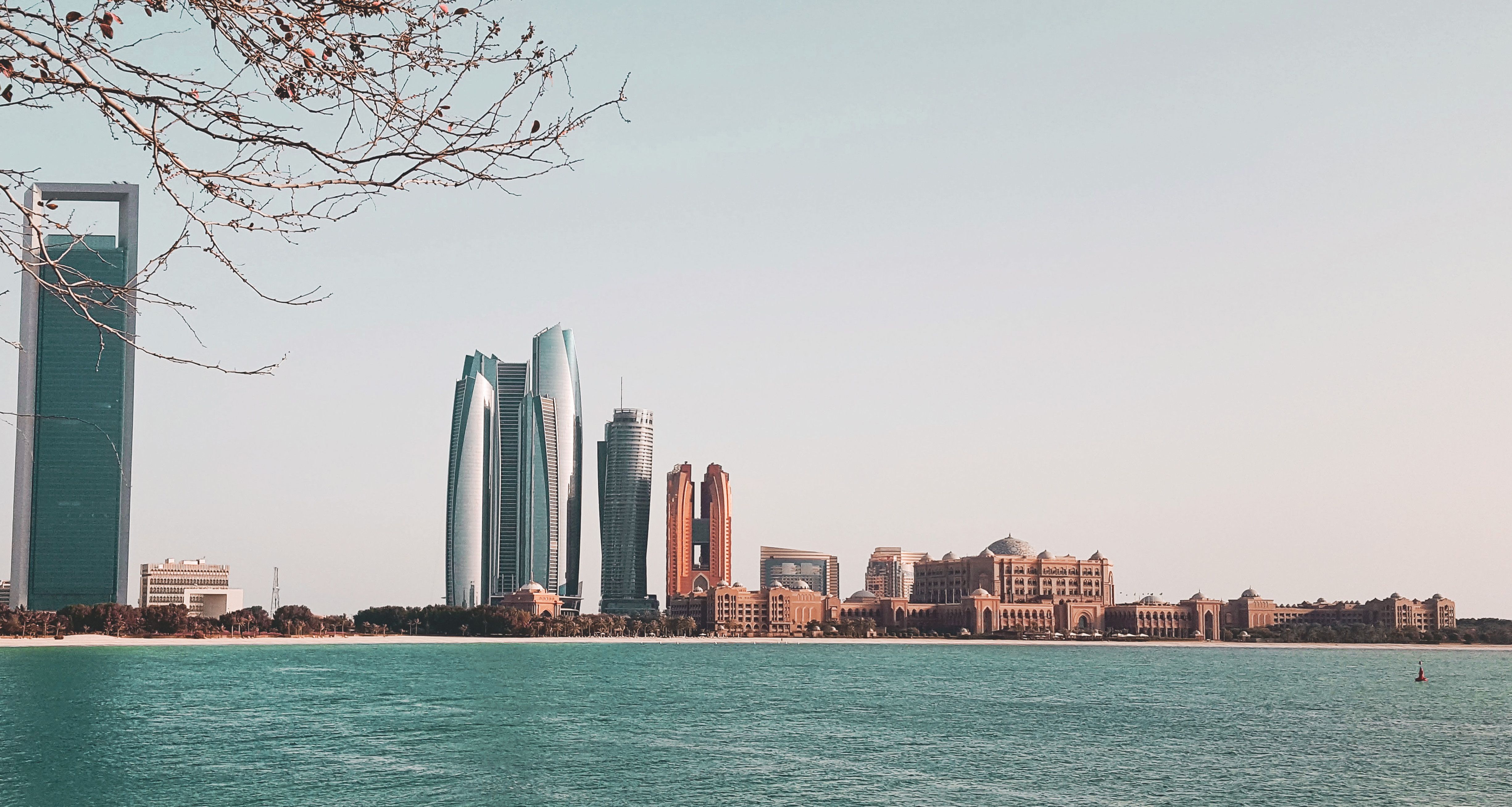Abu Dhabi skyline across the water
